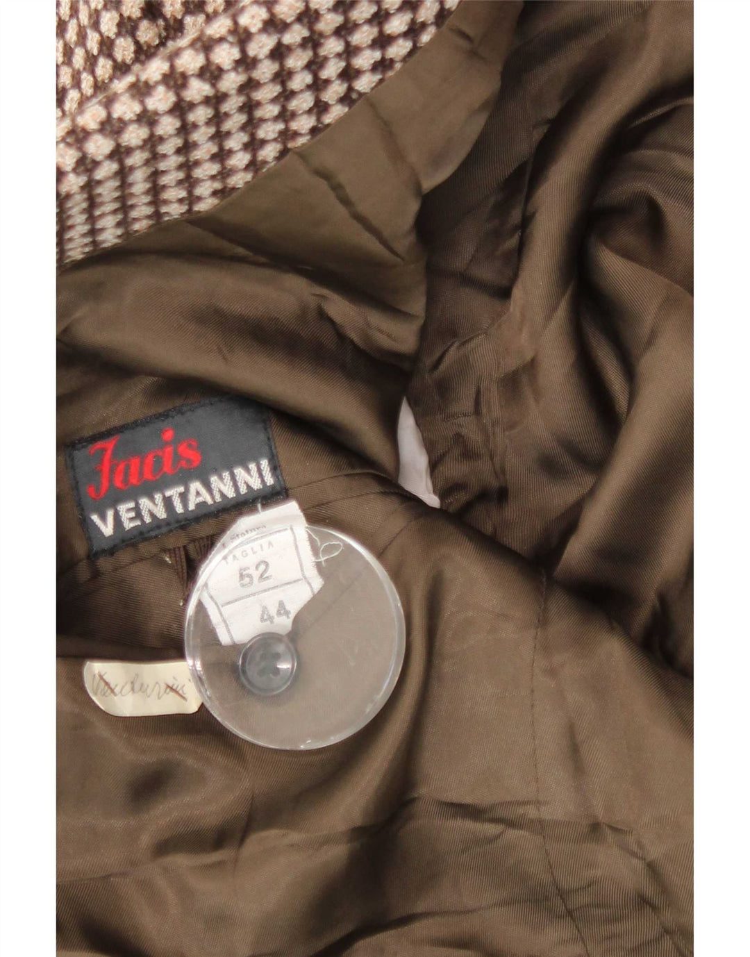 VENTANNI Mens 3 Button Blazer Jacket IT 52 XL Brown Geometric