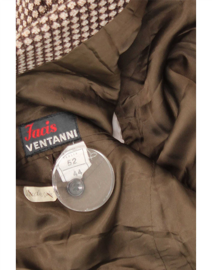 VENTANNI Mens 3 Button Blazer Jacket IT 52 XL Brown Geometric