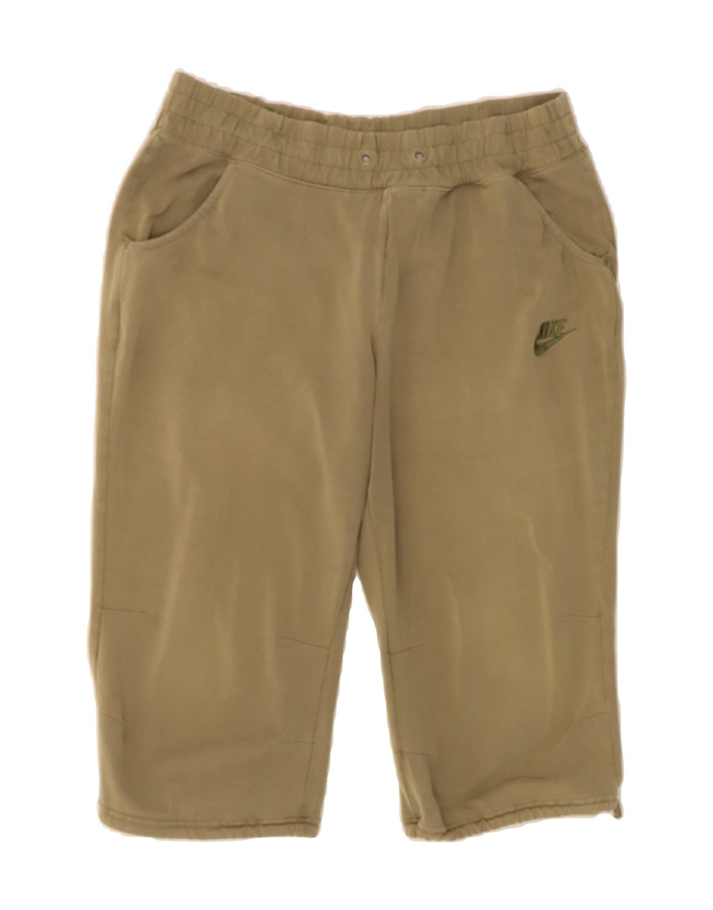 NIKE Womens Bermuda Sport Shorts UK 14/16 Large Khaki Cotton