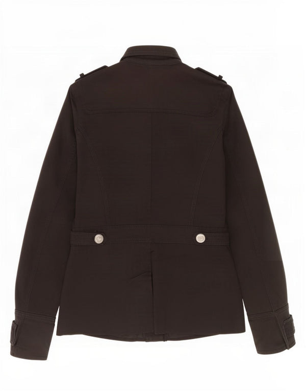Massimo Dutti Womens Military Jacket UK 10 Small Black Cotton