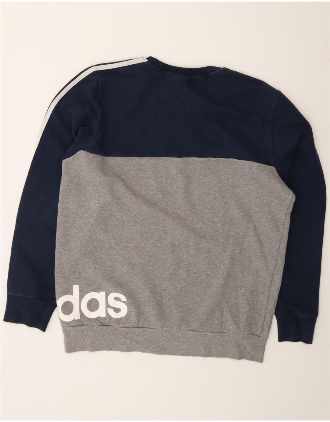 ADIDAS Womens Graphic Sweatshirt Jumper UK 16 Large Grey Colourblock Vintage Adidas and Second-Hand Adidas from Messina Hembry 