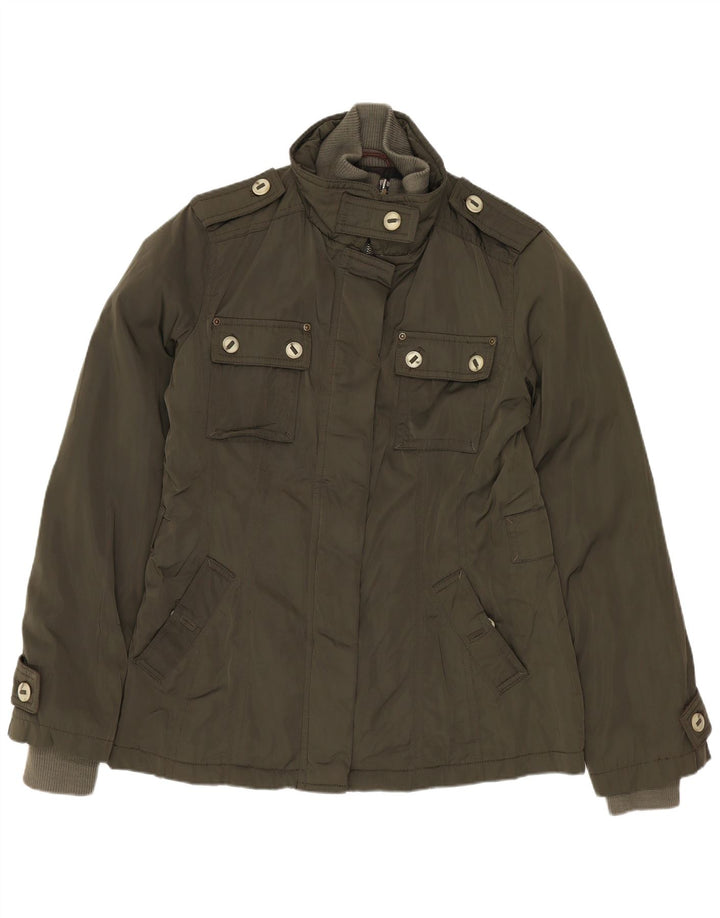 MASSIMO DUTTI Womens Military Jacket UK 14 Medium Khaki Polyester
