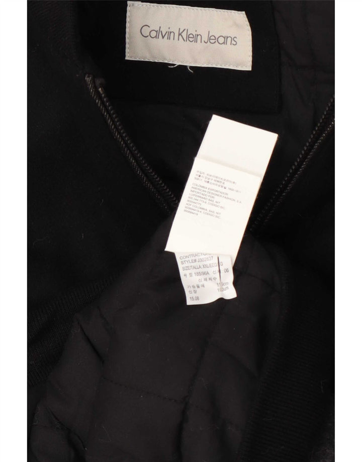 Calvin Klein Mens Bomber Jacket UK 44 2XL Black Colourblock Wool