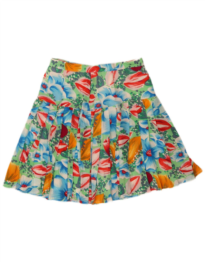 Vintage Womens Pleated Skirt W28 Medium Multicoloured Floral