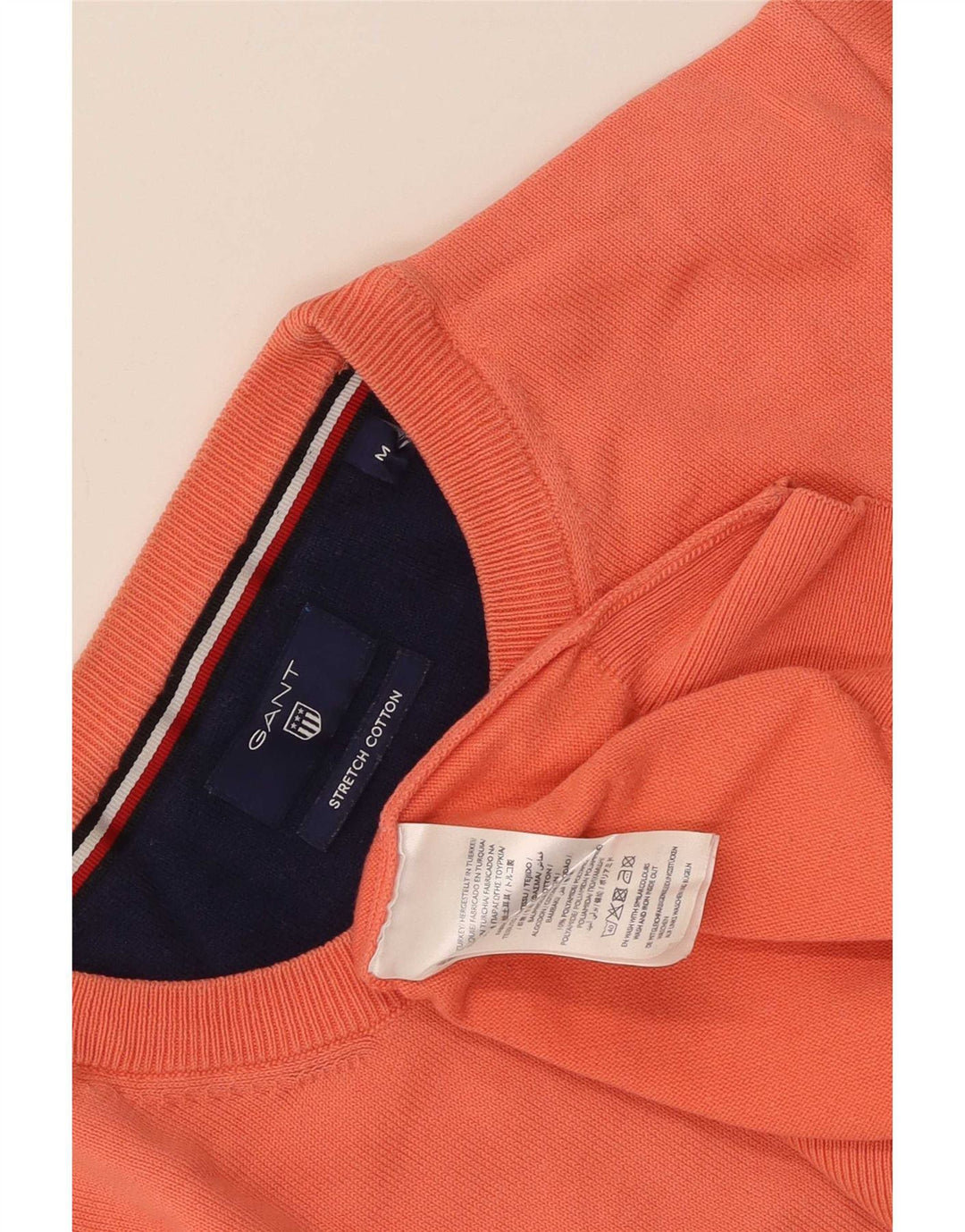 Gant Mens Crew Neck Jumper Sweater Medium Orange Cotton