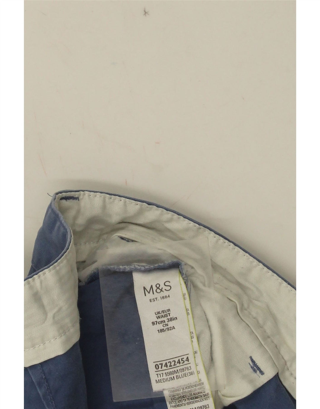 Marks & Spencer Mens Chino Shorts W38 XL Blue Cotton