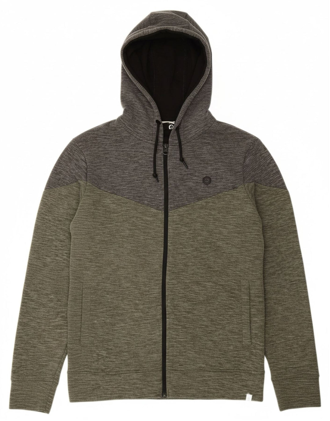 JACK & JONES Mens Zip Hoodie Sweater Medium Green Colourblock Cotton