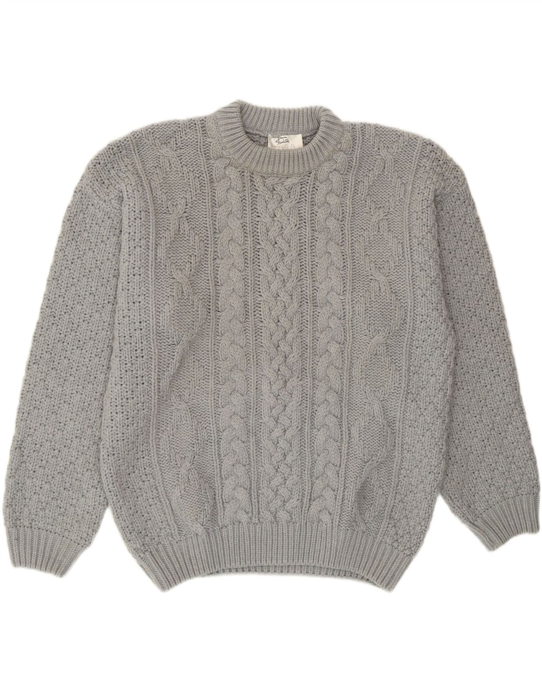 Vintage Mens Crew Neck Jumper Sweater Large Grey Wool