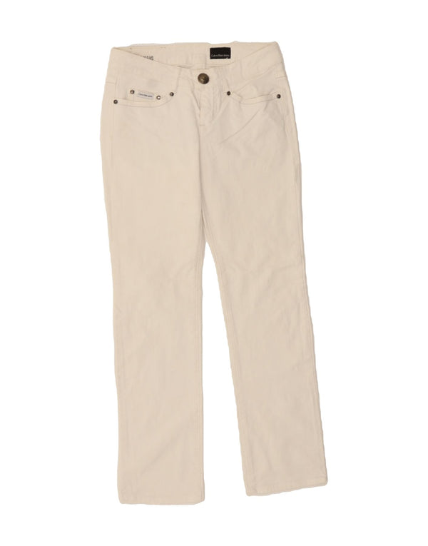 CALVIN KLEIN Womens Low Waist Straight Jeans W28 L29  White