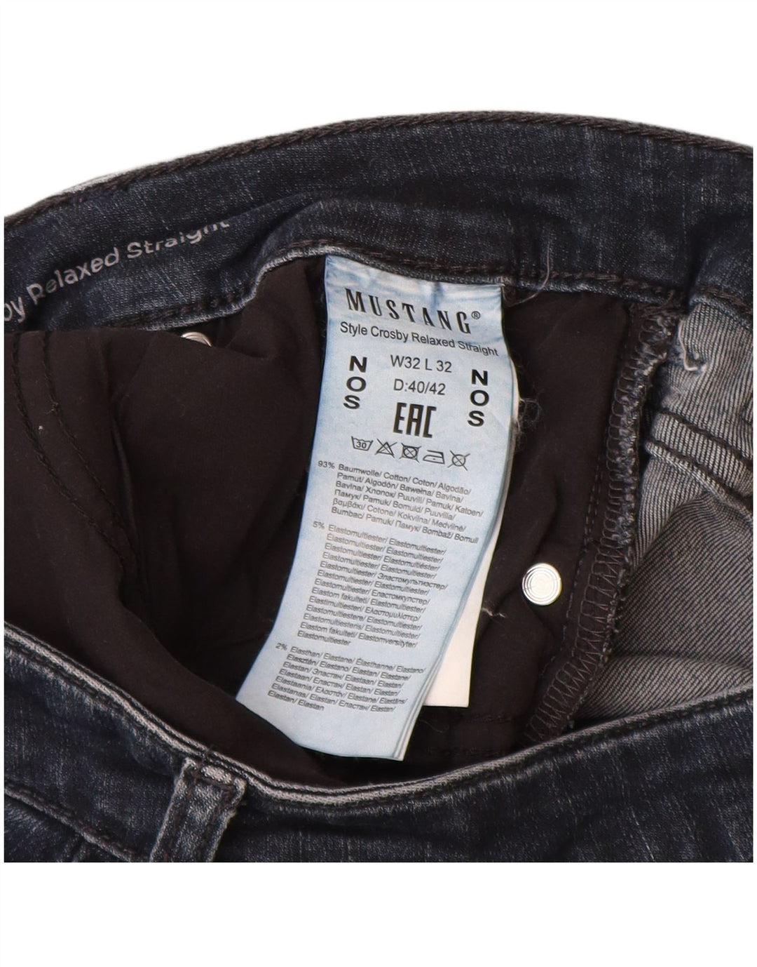 MUSTANG Womens Relaxed Fit Straight Jeans W32 L32 Navy Blue Cotton