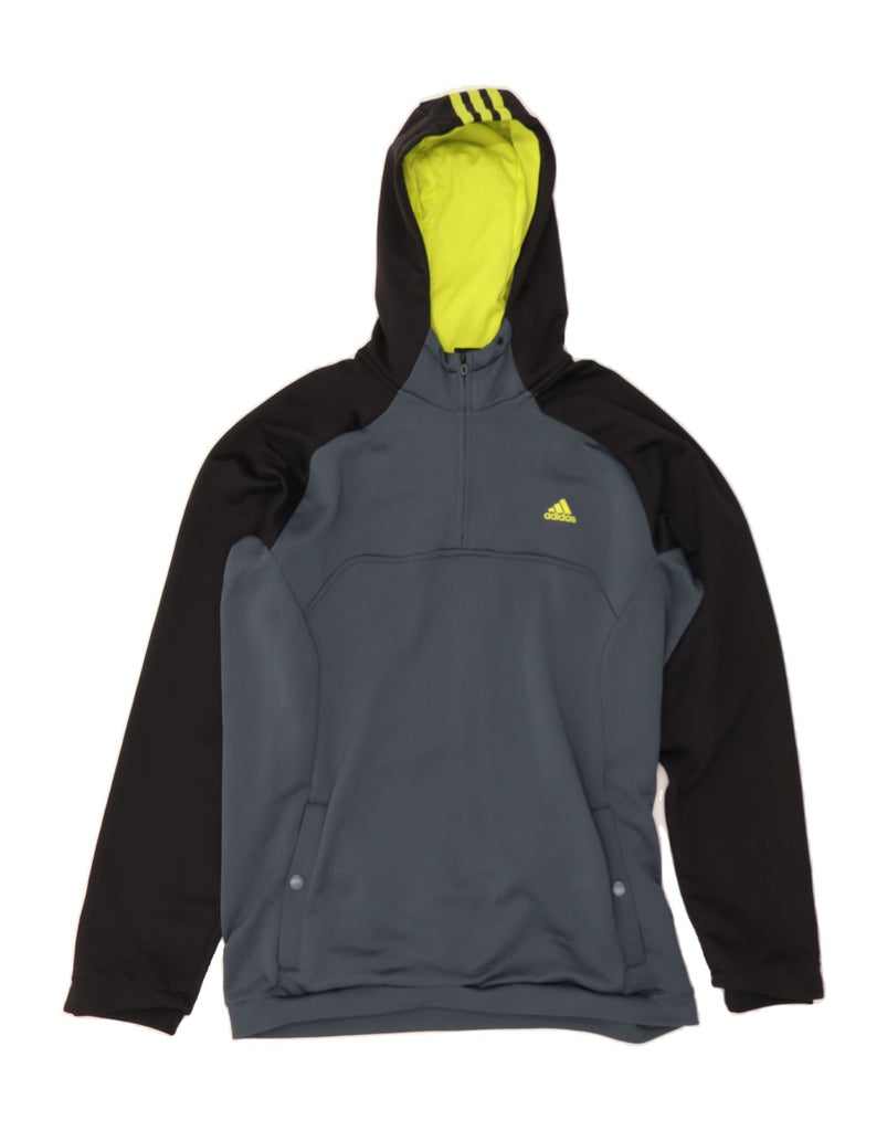 ADIDAS Mens Climacool Zip Neck Hoodie Jumper Large Grey Colourblock Vintage Adidas and Second-Hand Adidas from Messina Hembry 