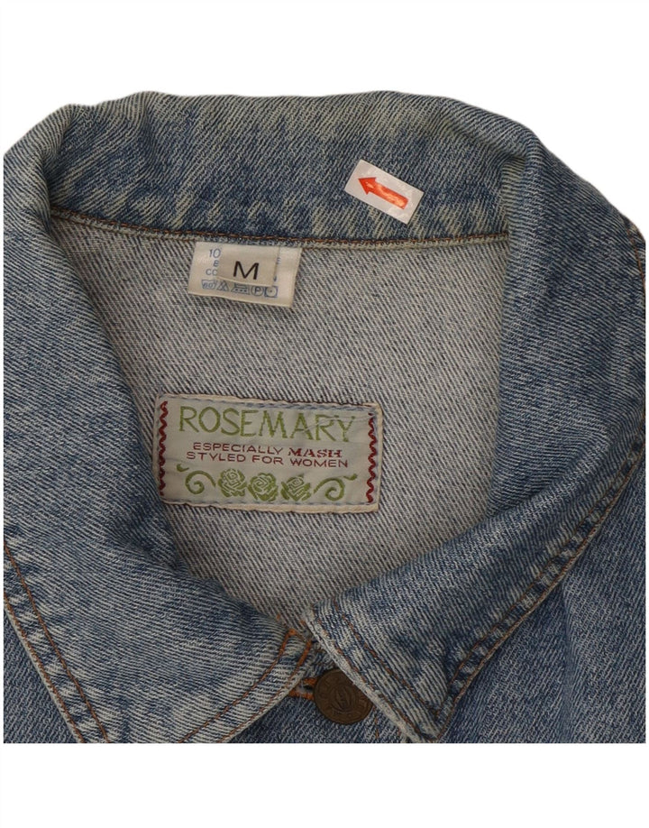ROSEMARY Womens Crop Denim Jacket UK 14 Medium Blue Cotton