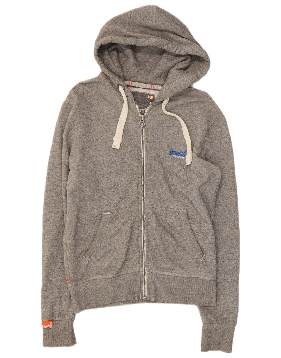 SUPERDRY Mens Zip Hoodie Sweater Small Grey Cotton
