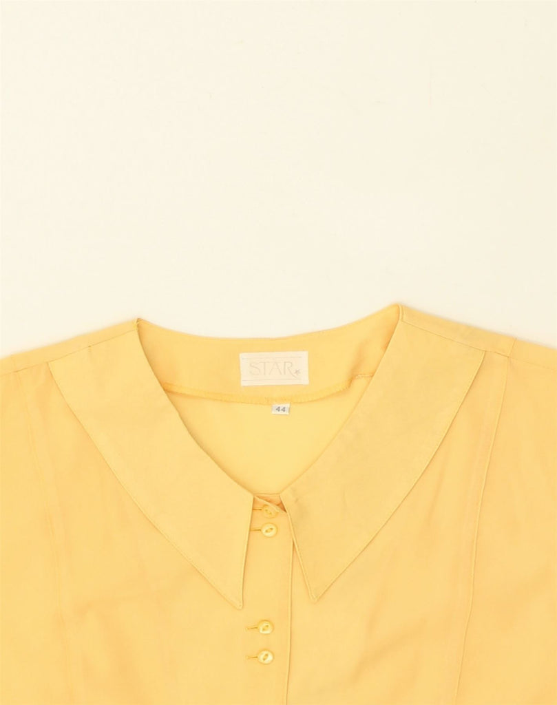 VINTAGE Womens Short Sleeve Shirt Blouse EU 44 XL Yellow Viscose | Vintage Vintage | Thrift | Second-Hand Vintage | Used Clothing | Messina Hembry 