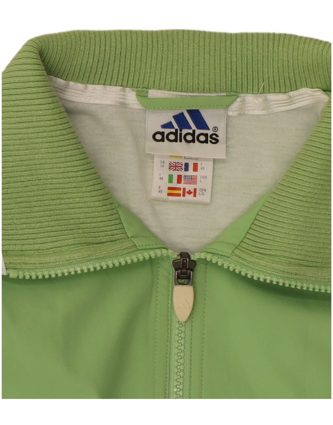 Adidas Womens Tracksuit Top Jacket UK 14 Large Green Polyester