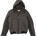 X-Cape Mens Hooded Padded Jacket UK 42 XL Grey Herringbone Virgin Wool