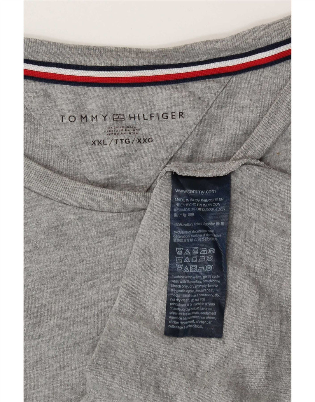 Tommy Hilfiger Mens T-Shirt Top 2XL Grey Cotton