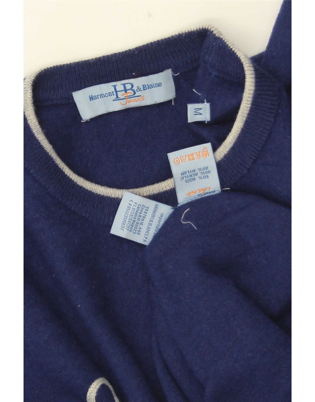 Harmont & Blaine Mens Graphic Crew Neck Jumper Sweater Medium Navy Blue