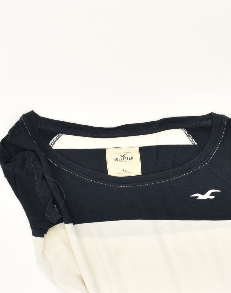 HOLLISTER Womens T-Shirt Top UK 6 XS Navy Blue Striped Cotton | Vintage Hollister | Thrift | Second-Hand Hollister | Used Clothing | Messina Hembry 