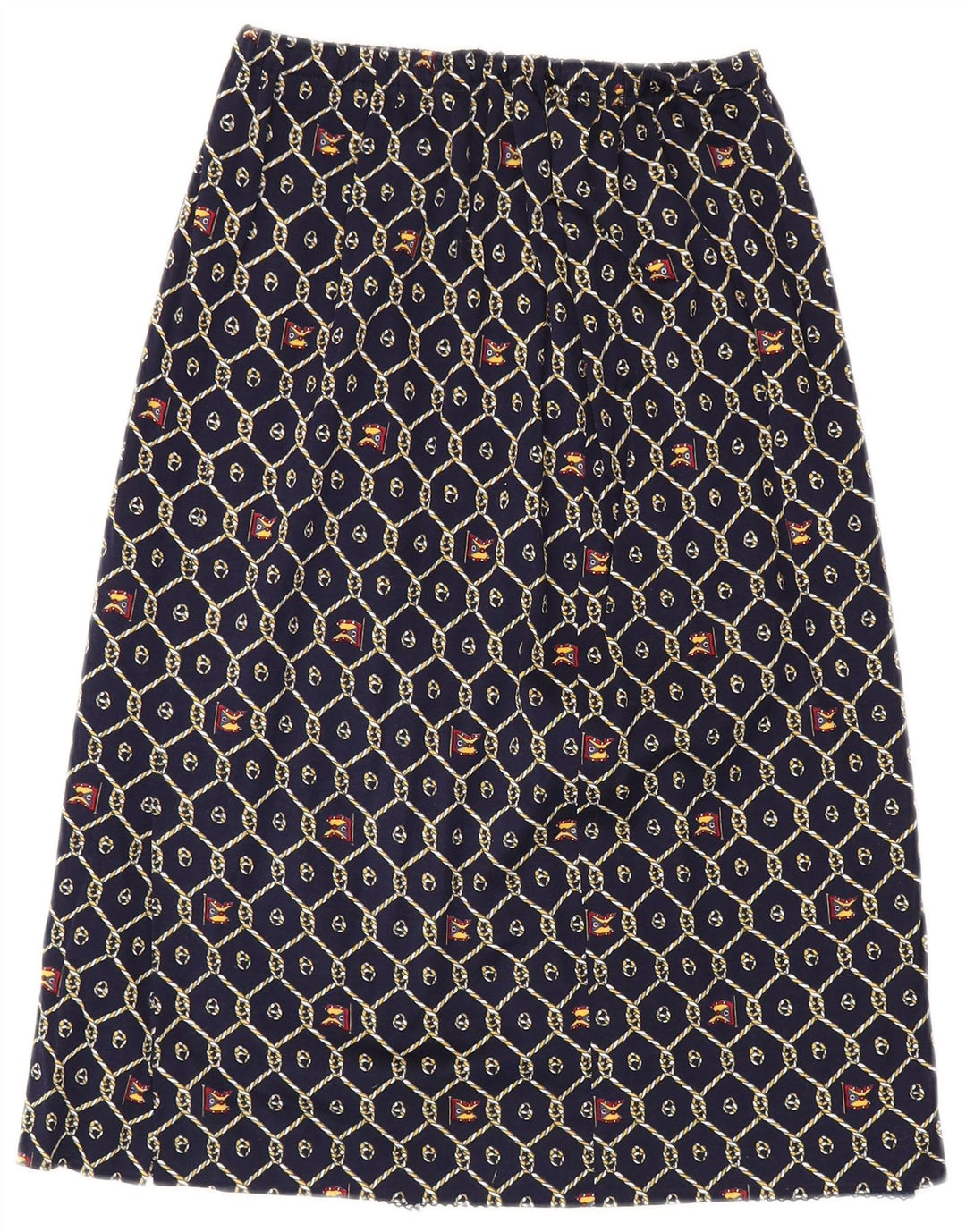 Vintage Womens A-Line Skirt IT 46 Large W26 Navy Blue Geometric Polyamide