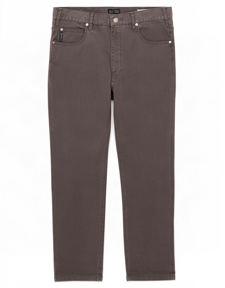 Armani Mens Regular Fit Casual Trousers W34 L28 Grey Cotton