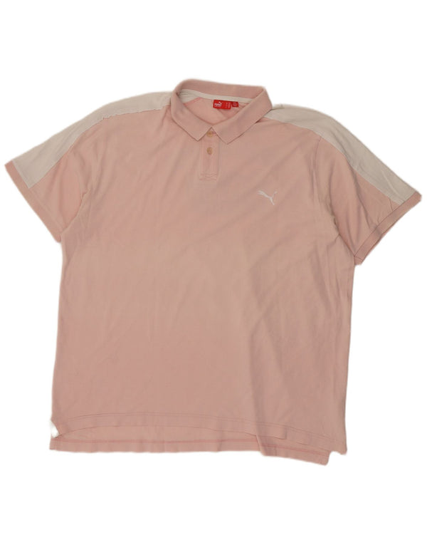 Puma Mens Graphic Polo Shirt 2XL Pink Colourblock Cotton