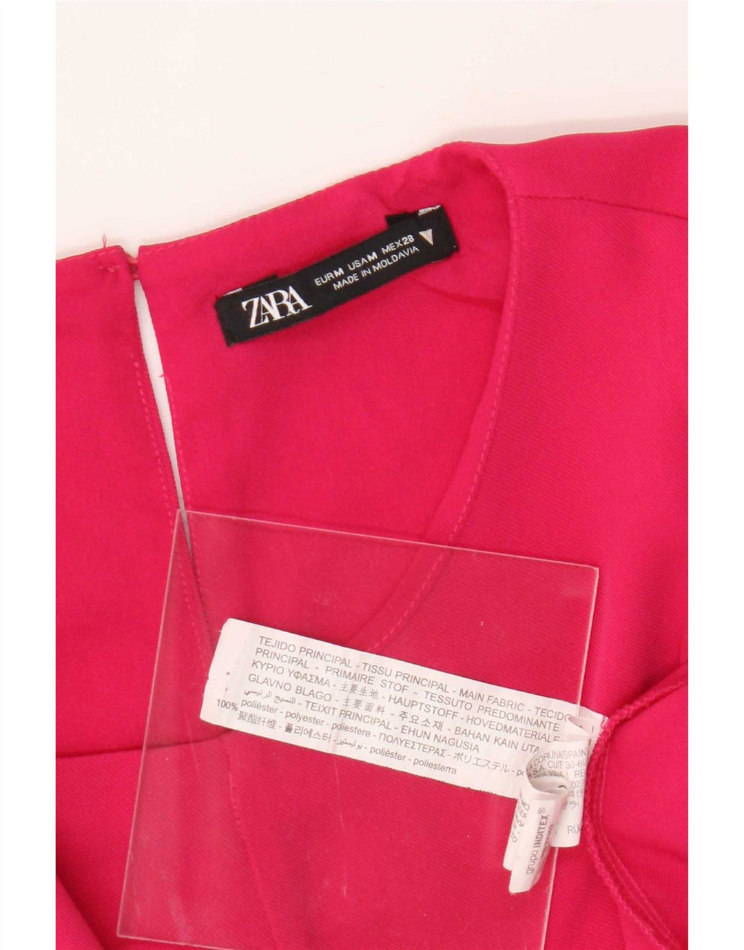 Zara Womens 3/4 Sleeve A-Line Dress UK 12 Medium Pink Polyester