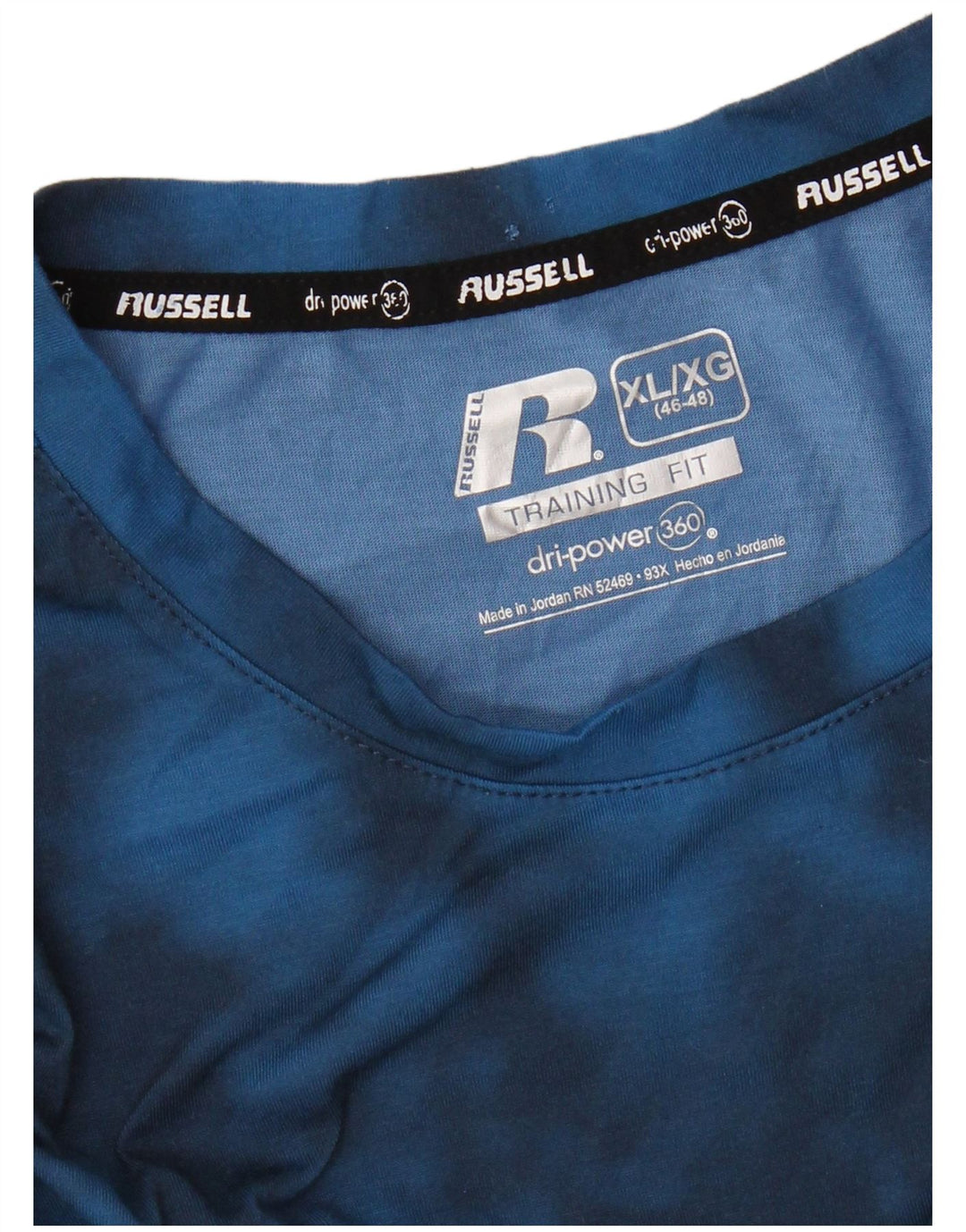 RUSSELL ATHLETIC Mens Dri-Power T-Shirt Top XL Blue Tie Dye