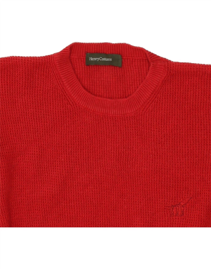 HENRY COTTONS Womens Crew Neck Jumper Sweater UK 16 Large Red Cotton Vintage Henry Cottons and Second-Hand Henry Cottons from Messina Hembry 