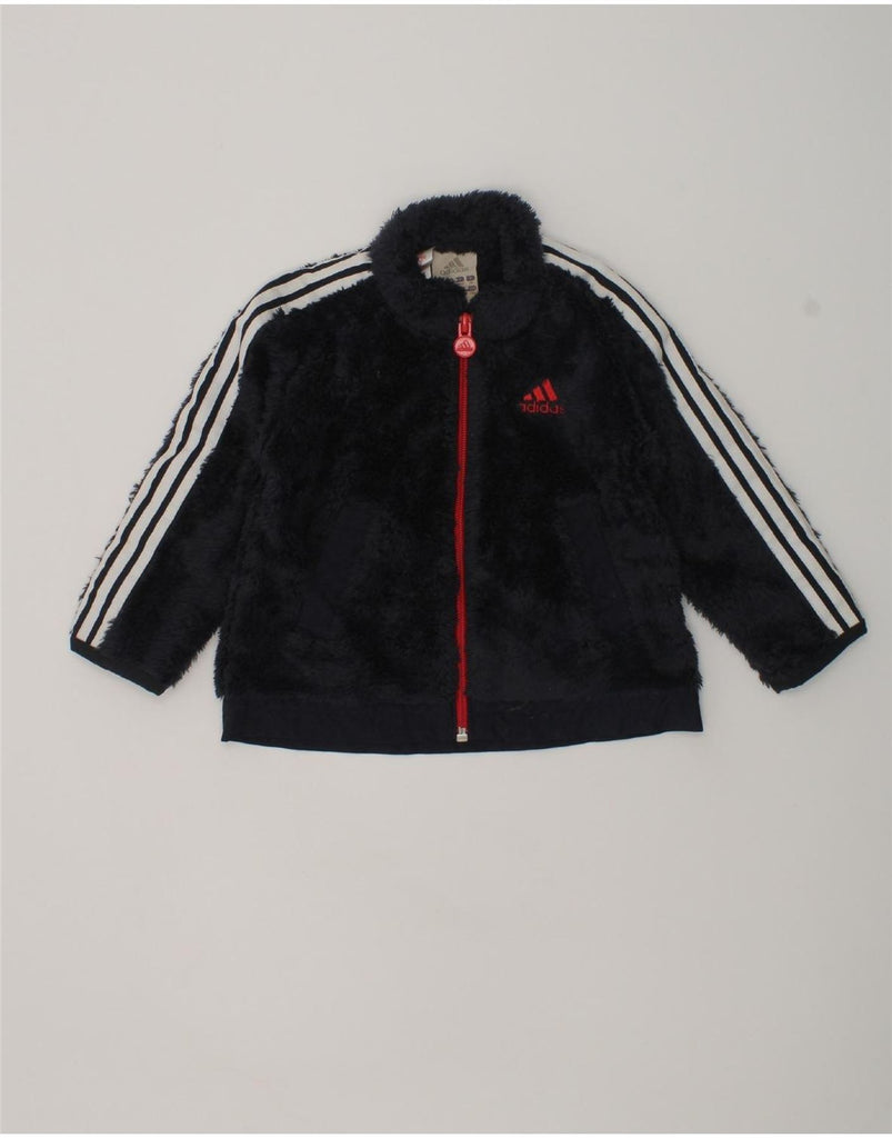 ADIDAS Baby Boys Graphic Fleece Jacket 9-12 Months Navy Blue Polyester | Vintage Adidas | Thrift | Second-Hand Adidas | Used Clothing | Messina Hembry 