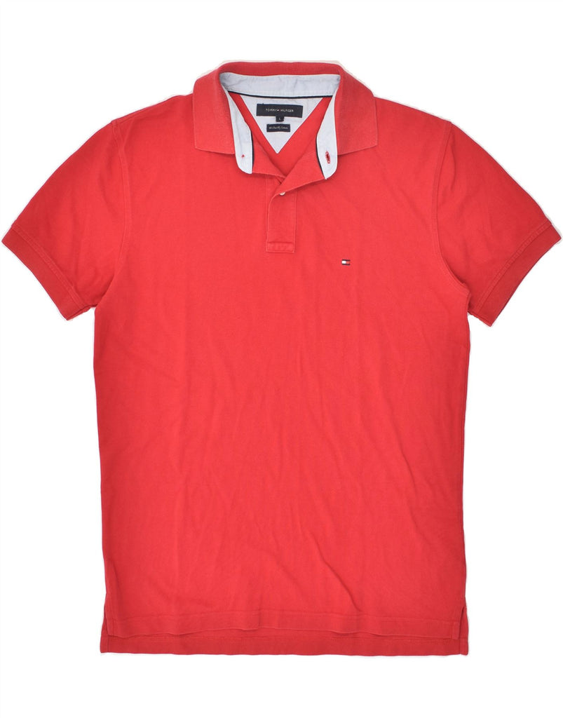 TOMMY HILFIGER Mens Polo Shirt Large Red Cotton | Vintage Tommy Hilfiger | Thrift | Second-Hand Tommy Hilfiger | Used Clothing | Messina Hembry 