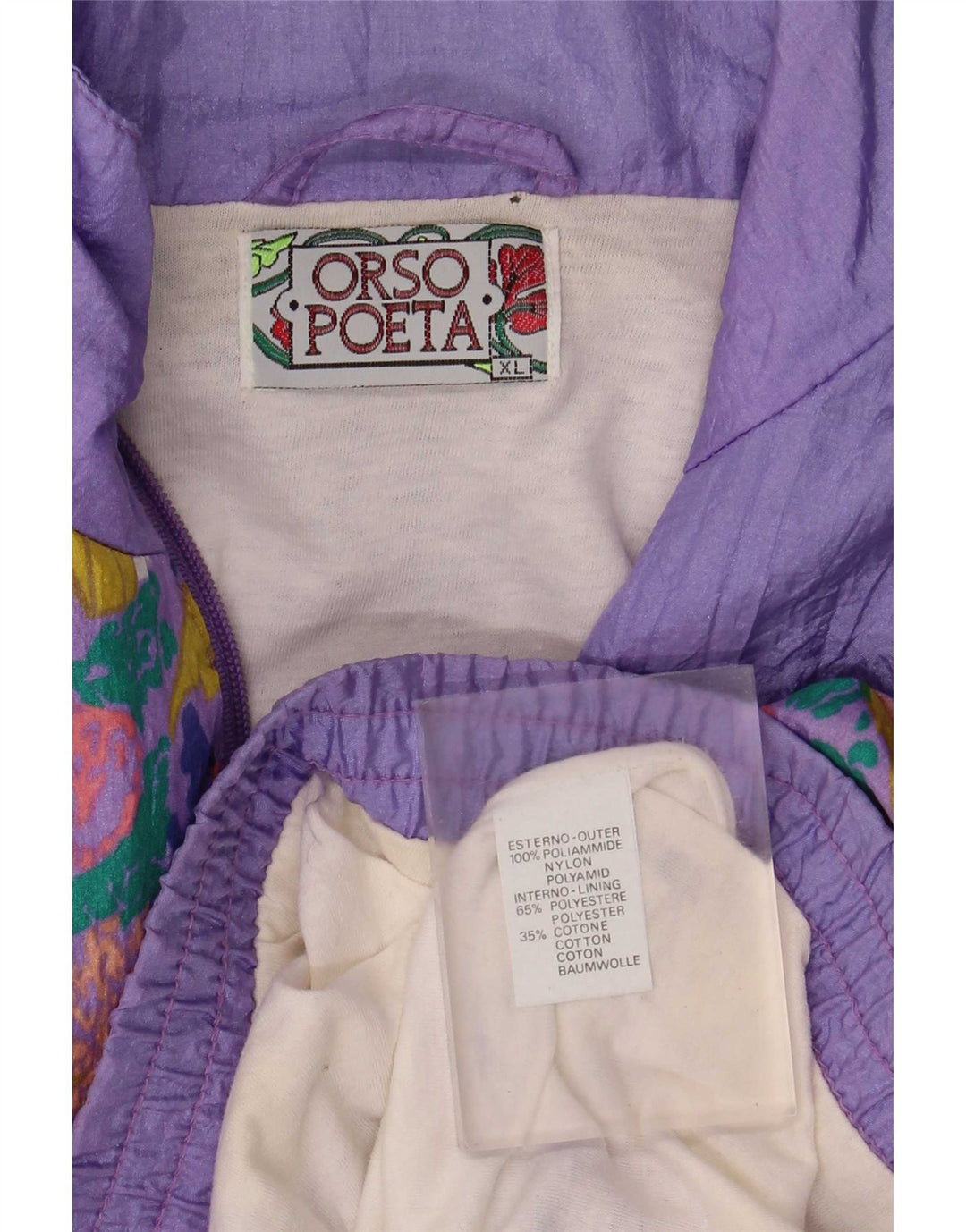 Orso Poeta  Mens Abstract Pattern Tracksuit Top Jacket XL Purple Polyamide