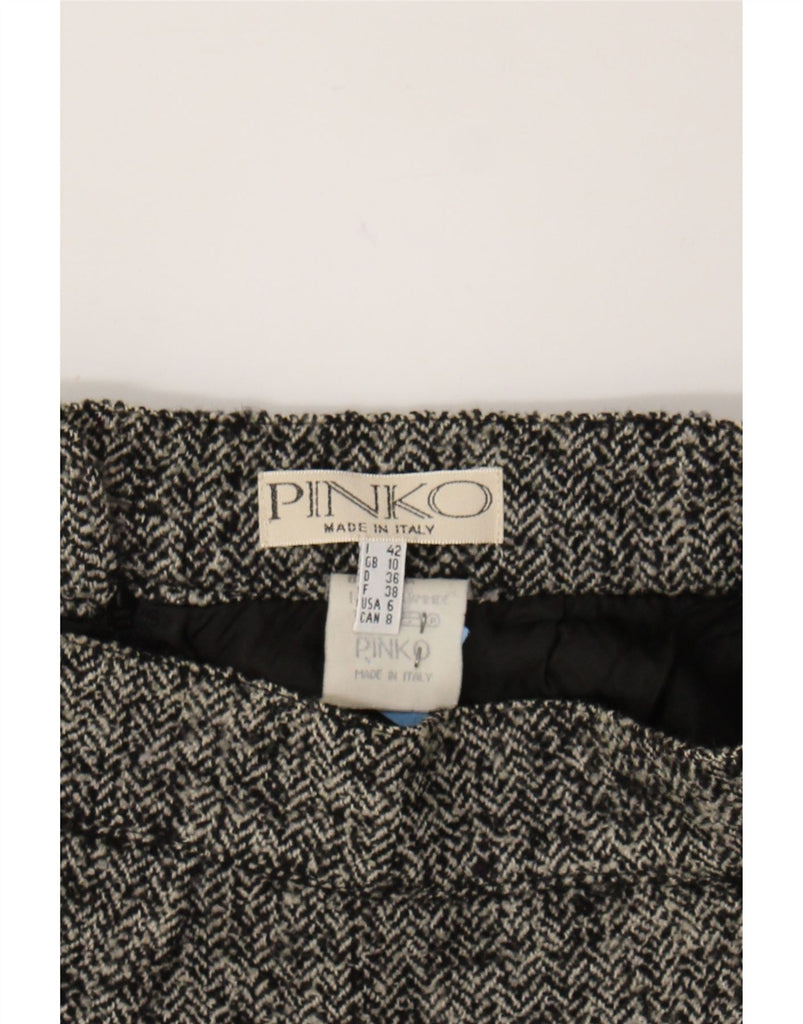 PINKO Womens Straight Skirt UK 10 Small W26  Grey Herringbone Wool Vintage Pinko and Second-Hand Pinko from Messina Hembry 