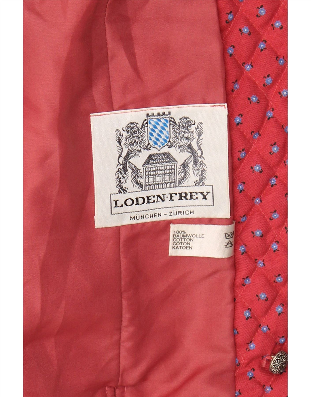 LODEN FREY Womens Crop 4 Button Blazer Jacket UK 14 Large Red Floral Vintage Loden Frey and Second-Hand Loden Frey from Messina Hembry 