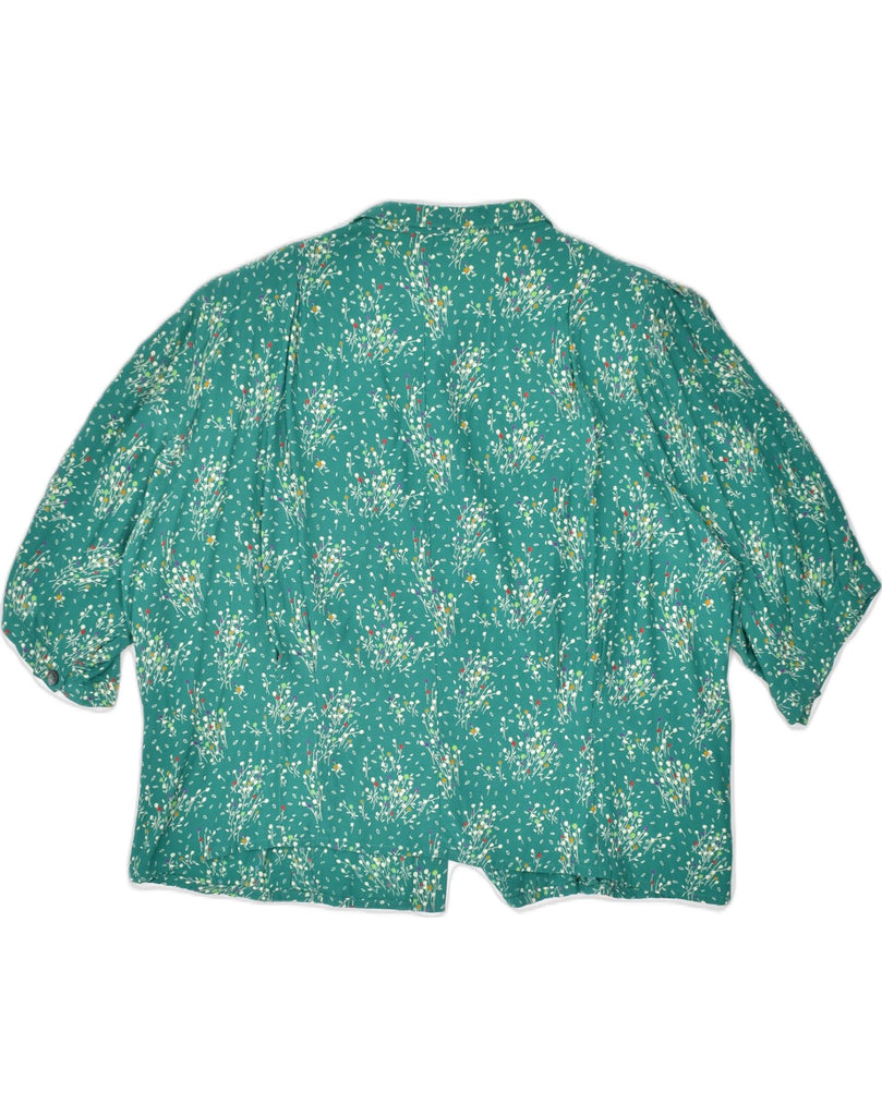 VINTAGE Womens Short Sleeve Shirt Blouse EU 48 2XL Green Floral Viscose | Vintage | Thrift | Second-Hand | Used Clothing | Messina Hembry 