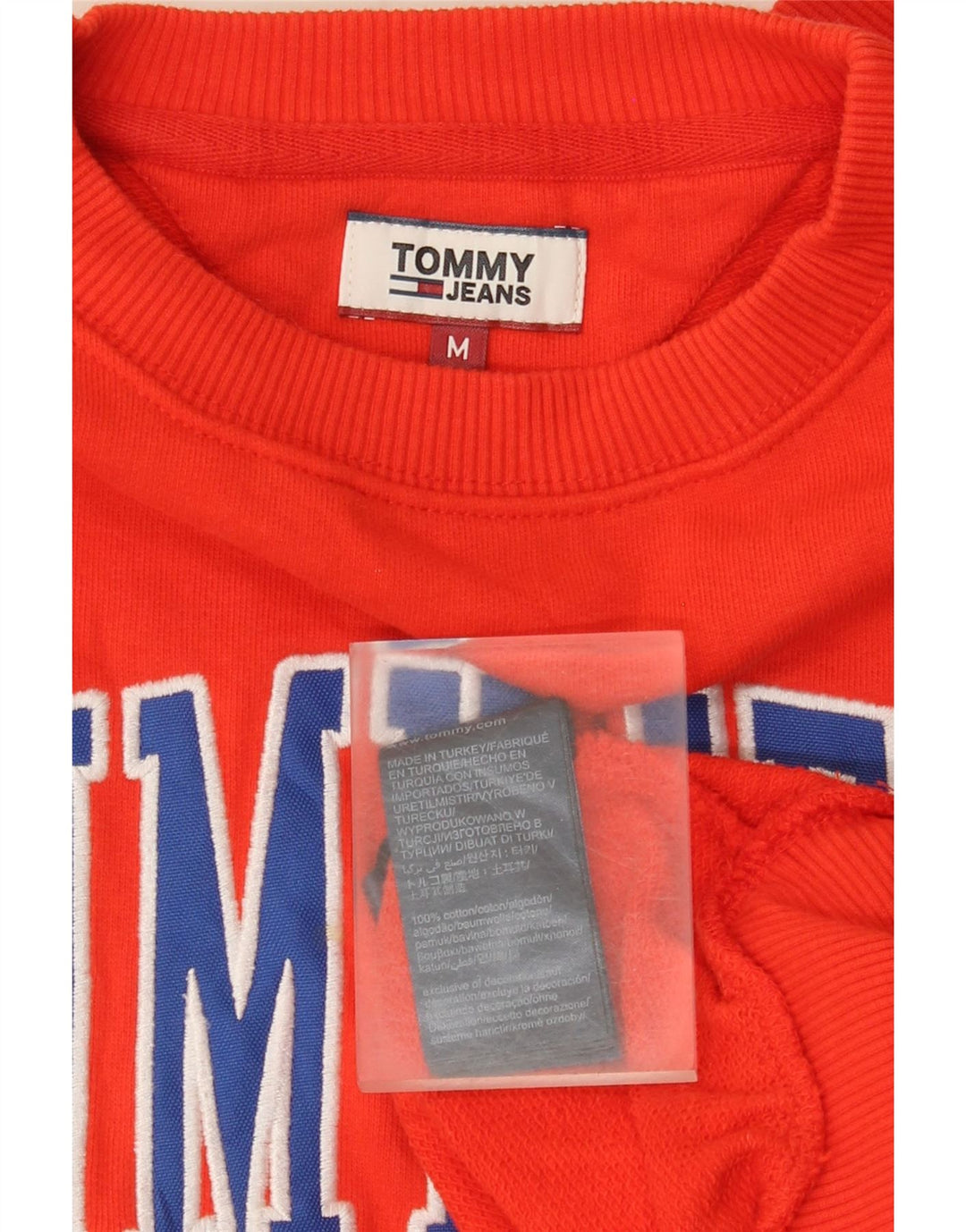 Tommy Hilfiger Womens Graphic Sweatshirt Jumper UK 14 Medium Orange