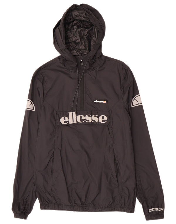 Ellesse Mens Hooded Anorak Rain Jacket UK 34 XS Black Polyamide