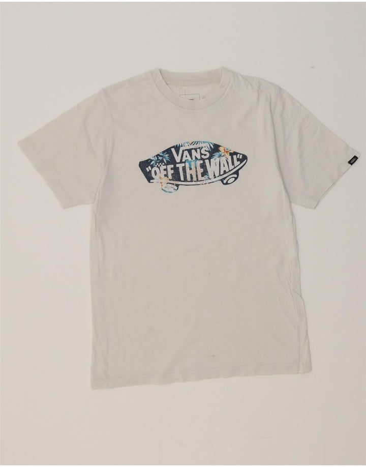 VANS Boys Graphic T-Shirt Top 10-11 Years Medium White Vintage Vans and Second-Hand Vans from Messina Hembry 