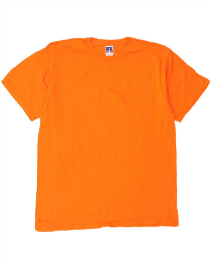 RUSSELL ATHLETIC Mens T-Shirt Top Large Orange Cotton Vintage Russell Athletic and Second-Hand Russell Athletic from Messina Hembry 
