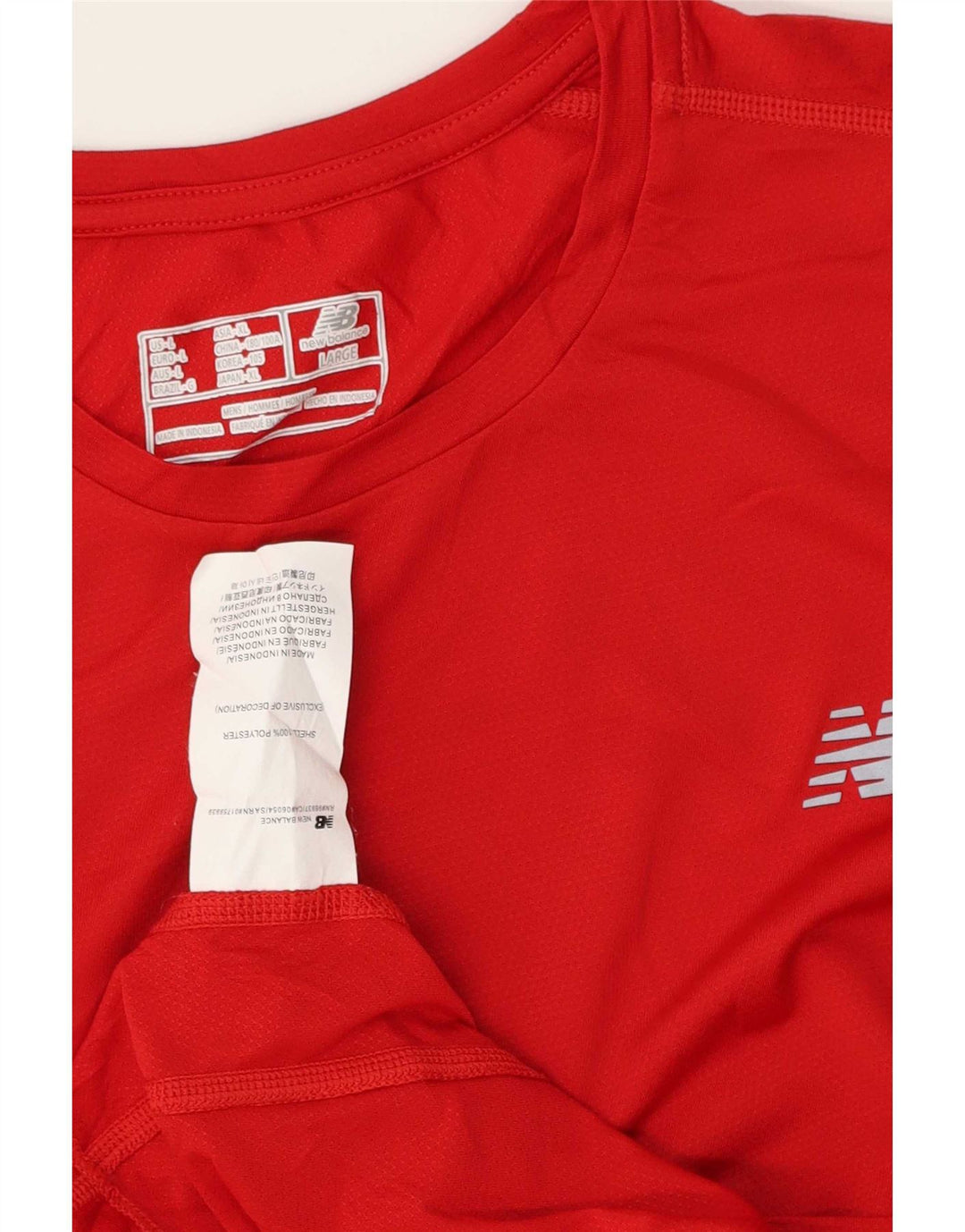 New Balance Mens T-Shirt Top Large Red Polyester