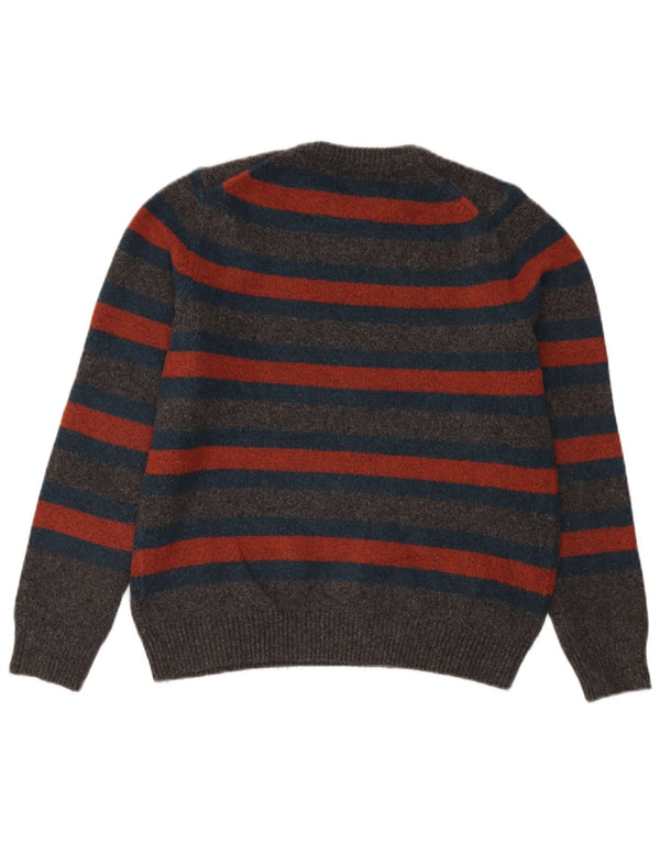 Marks & Spencer Womens Crew Neck Jumper Sweater UK 16 Large Grey Striped
