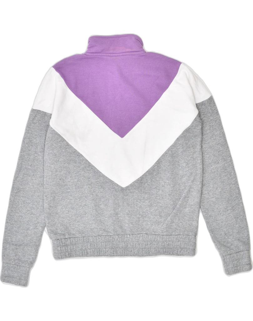 FILA Mens Zip Neck Sweatshirt Jumper Small Grey Colourblock Cotton | Vintage | Thrift | Second-Hand | Used Clothing | Messina Hembry 