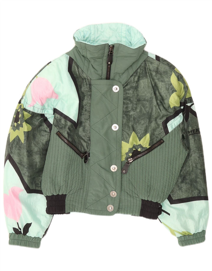 HEAD Womens Crop Windbreaker Jacket UK 14 Medium Green Colourblock