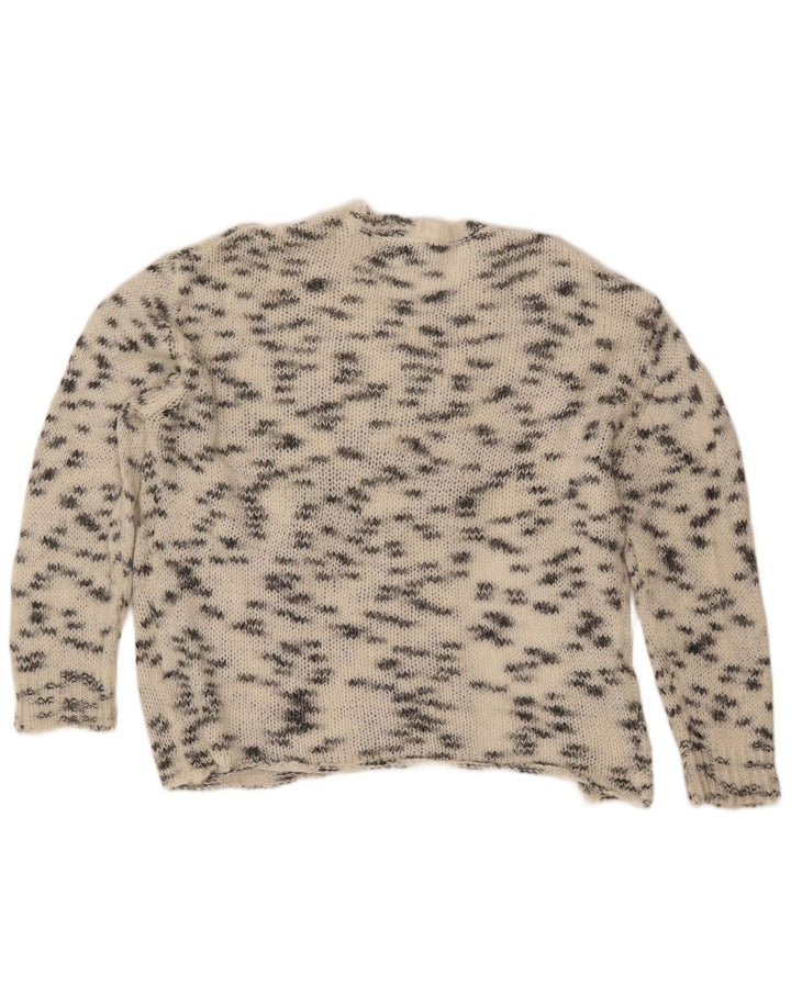 ZARA Womens Crew Neck Jumper Sweater UK 16 Large Off White Flecked
