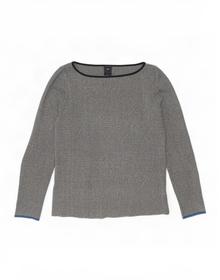 Gap Womens Top Long Sleeve UK 14 Medium Grey Cotton