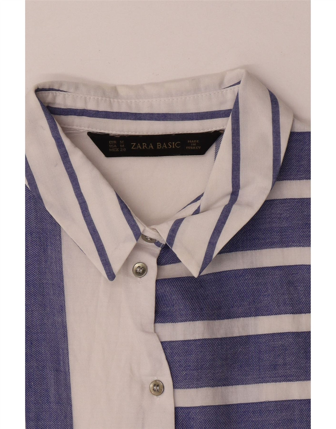 Zara Womens Sleeveless Shirt Blouse UK 12 Medium Navy Blue Striped