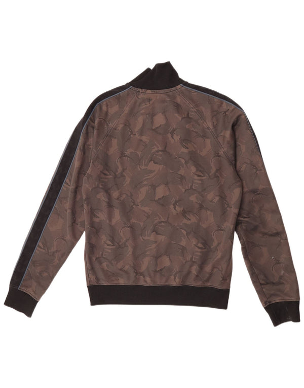 Fred Perry Mens Tracksuit Top Jacket Small Brown Camouflage Polyester
