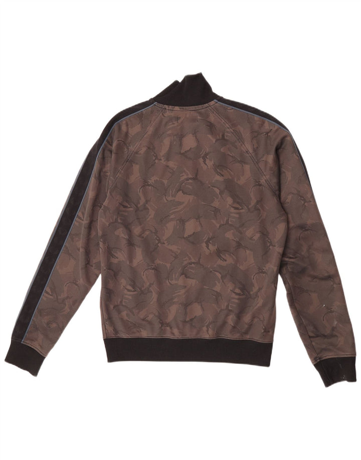 Fred Perry Mens Tracksuit Top Jacket Small Brown Camouflage Polyester