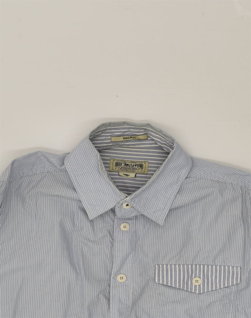 MARLBORO CLASSICS Mens Regular Fit Shirt Small Blue Pinstripe Cotton | Vintage Marlboro Classics | Thrift | Second-Hand Marlboro Classics | Used Clothing | Messina Hembry 