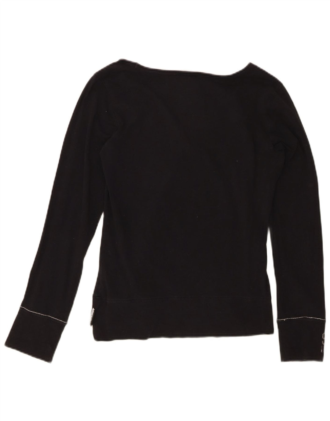 CHAMPION Womens Graphic Top Long Sleeve UK 14 Large Black Cotton